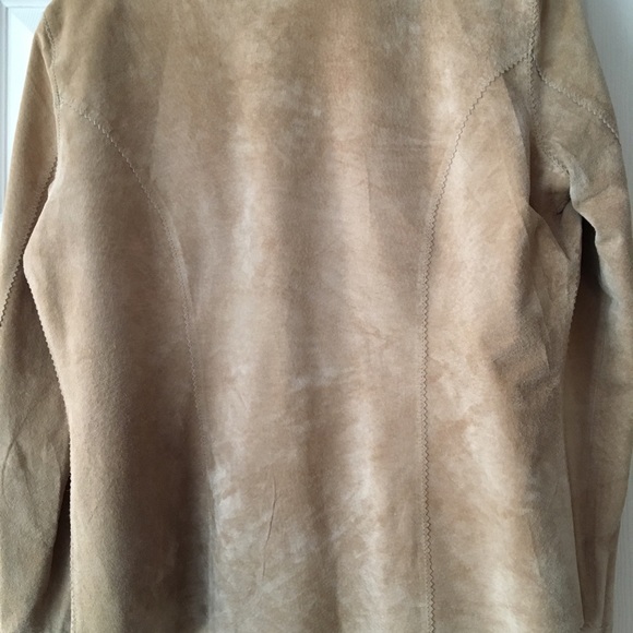 TAN SUEDE LEATHER BLAZER TOP - Picture 7 of 8